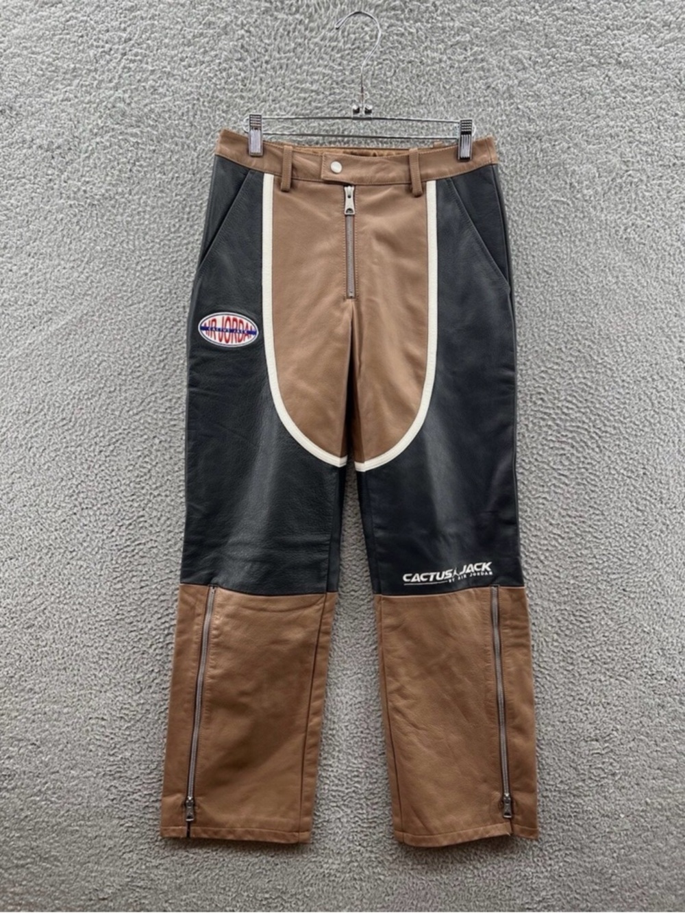 Jordan Travis Scott Women’s Brown Leather Moto Pants Size 4 DX8601-256